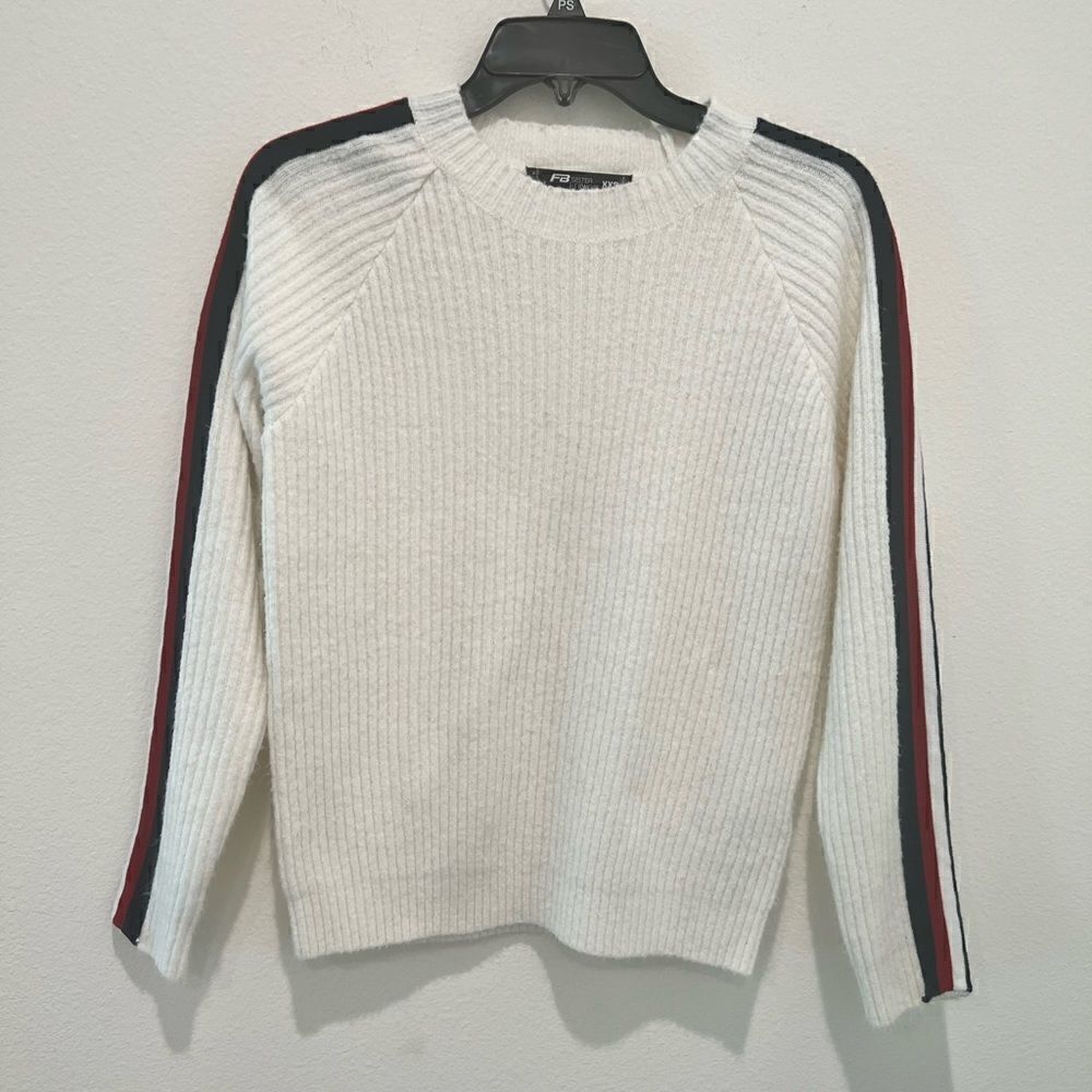 FB Sister Knitwear White with side stripe long-sleeves size Xxs